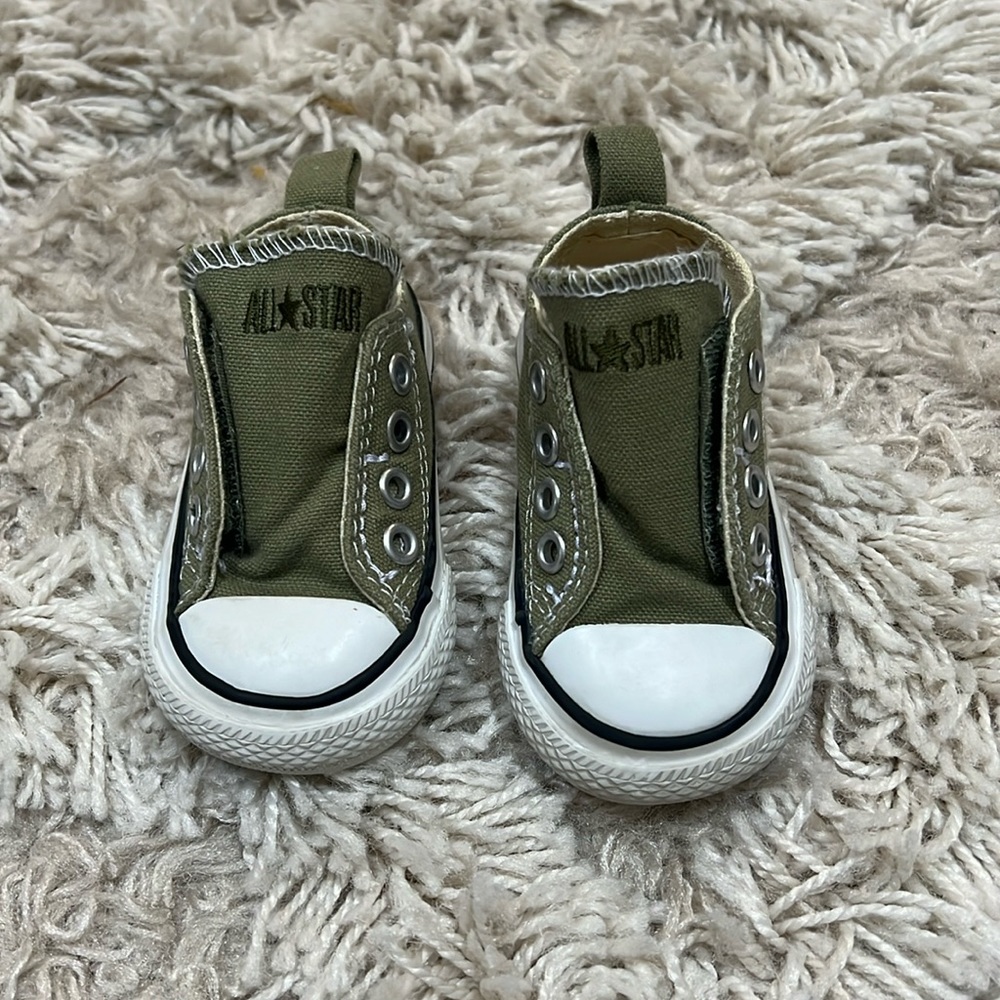 Converse Kids Shoes in Olive Green and White